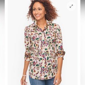 Talbots Colorful Paisley Button Down Shirt Medium Petite